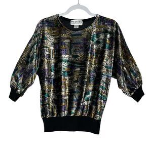 Vintage Western Connection Sweater  Women Medium Velvet‎ Top Bright Colorful